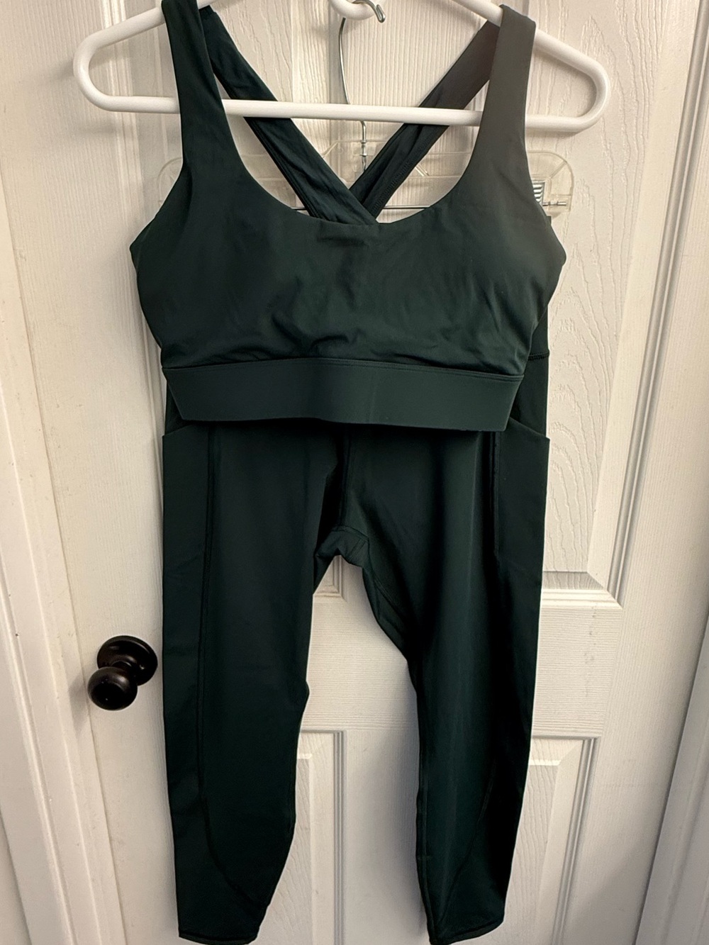Greyson Deep Green Crisscross Sports Bra and Leggings Set